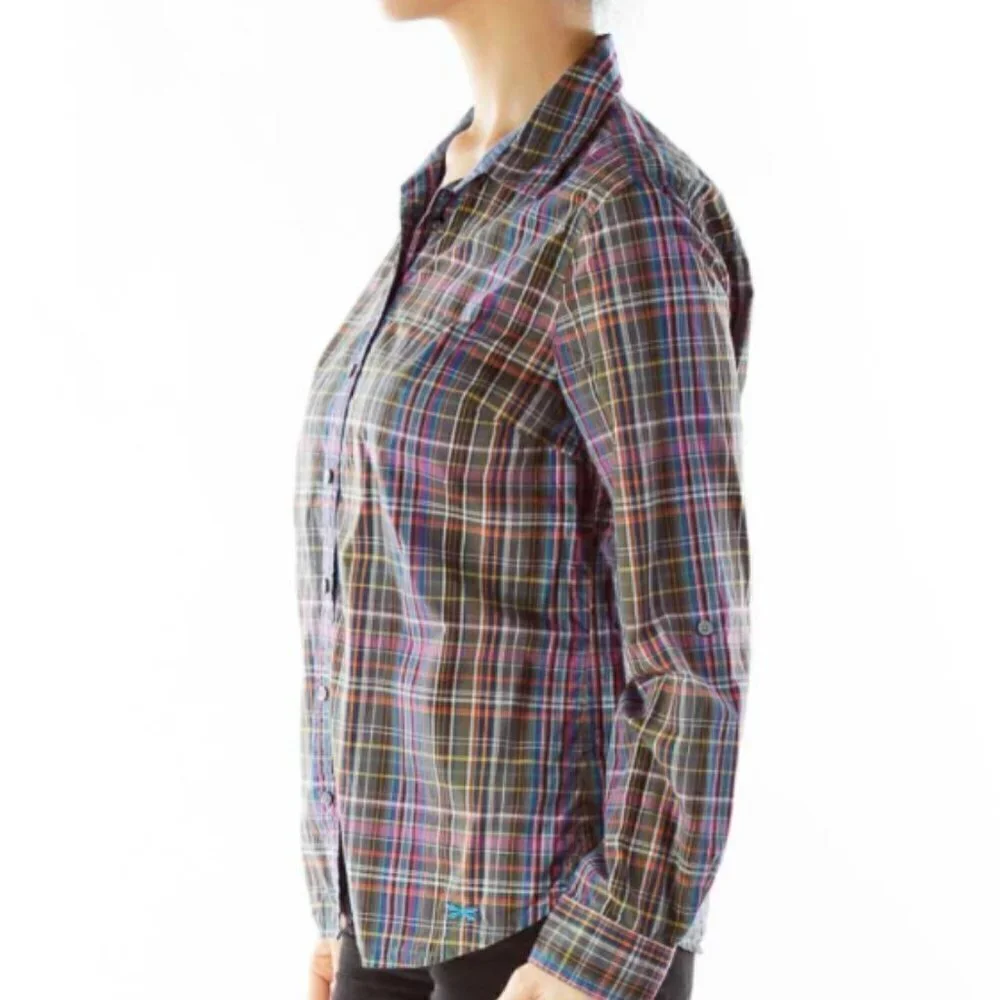Talbots Gray Purple Plaid Shirt - Picture 2 of 3